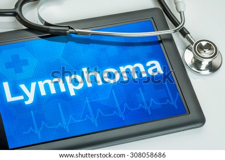 Tablet with the diagnosis Lymphoma on the display