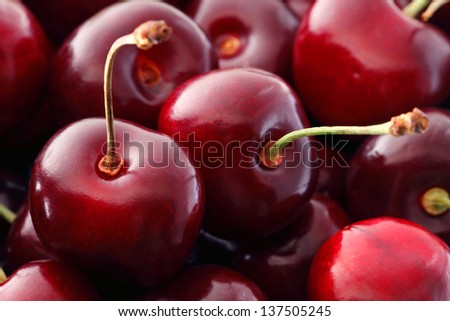 Sweet Cherries As A Background/ Full Frame
