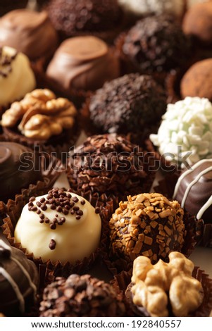 Handmade luxury chocolate candies  background