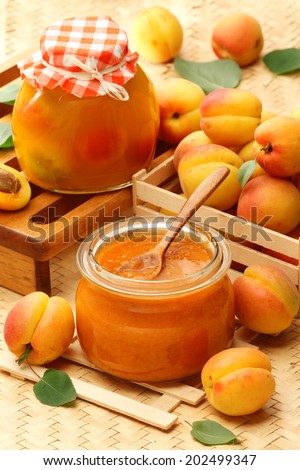 Homemade apricot jam with fresh apricots