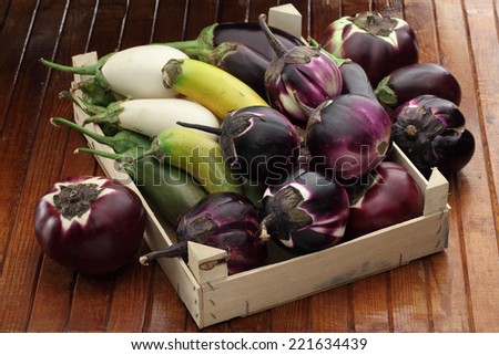 Egg plant assortment of different color and shape