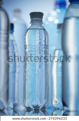 Mineral water bottles background