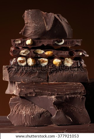 Chocolate / Chocolate bar / chocolate background/ nut chocolate  / chocolate tower