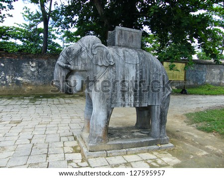 elephant artifact at Royal Tomb of Emperor Minh Mang, Hue Vietnam. more than 200 years old ancient statue