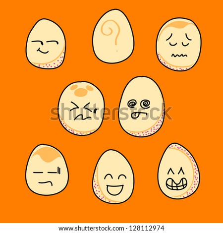 cartoon hand drawing eggs emotion icon