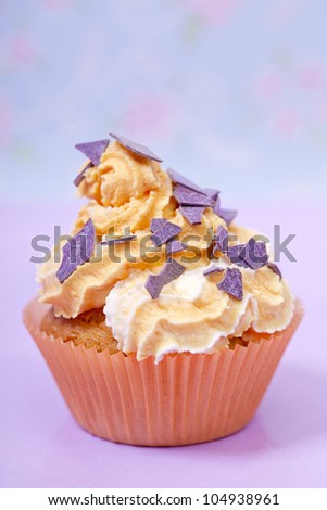 orange  pink cupcake  party snack closeup