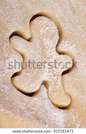 cutting cookies dough gingerbread man  shape homemade for christmas
