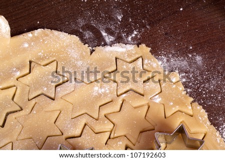 cutting cookies dough star shape homemade for christmas