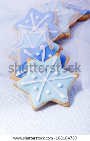 Christmas cookies, Christmas biscuits, Christmas baking, bakery, blue stars,