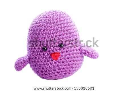 purple handmade stuffed animal chick