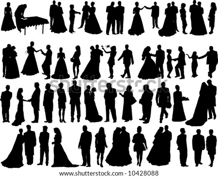stock vector Big vector collection of wedding silhouettes isolated on 