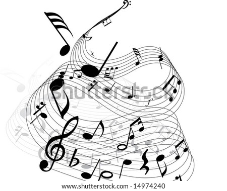 stock vector Musical notes background with lines Vector illustration