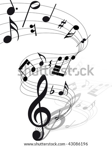 music staff clipart. Vector musical notes staff