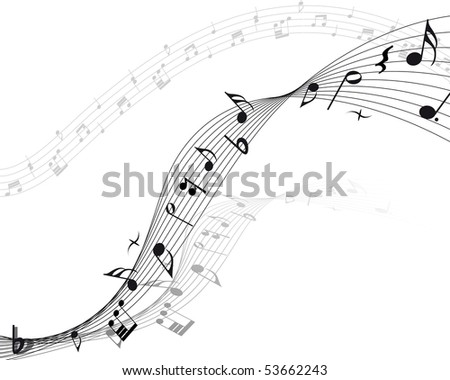 music staff clipart. Vector musical notes staff