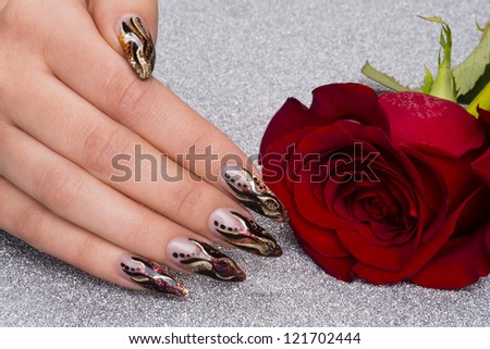 beautiful hands with fresh manicured stylish nails