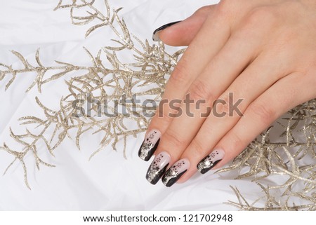 beautiful hand with fresh manicured stylish nails