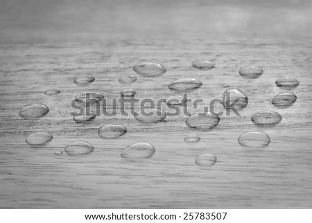 Water drips on wood