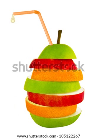 Juicy fruit with drinking straw