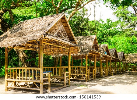 Small huts for a dinner in the jungle