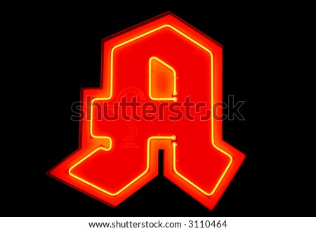 german pharmacy sign / red neon light