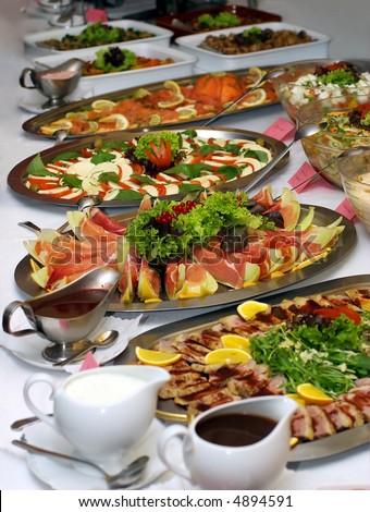 stock photo Catering food at a wedding party