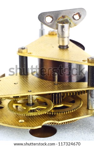 Clockwork details, pinions and wheels macro closeup