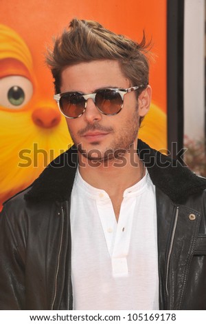 LOS ANGELES, CA - FEBRUARY 19, 2012: Zac Efron at the world premiere of his new animated movie \