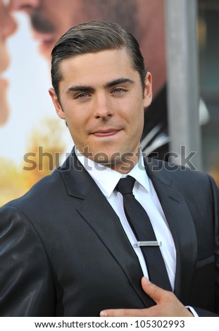 LOS ANGELES, CA - APRIL 16, 2012: Zac Efron at the world premiere of his new movie \