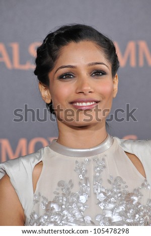 LOS ANGELES, CA - NOVEMBER 7, 2011: Freida Pinto at the world premiere of her new movie \