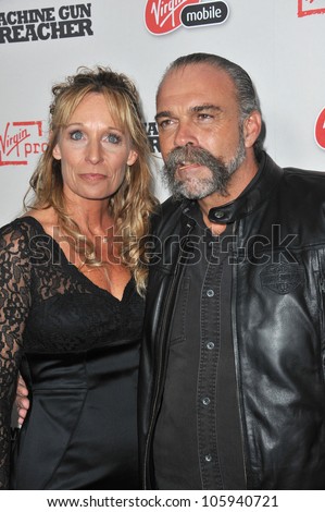LOS ANGELES, CA - SEPTEMBER 21, 2011: Sam Childers (upon whom the movie is based) & wife Linda at the premiere \