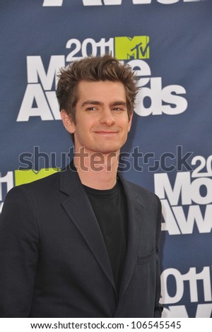 LOS ANGELES, CA - JUNE 5, 2011: Andrew Garfield arrives at the 2011 MTV Movie Awards at the Gibson Amphitheatre, Universal Studios, Hollywood. June 5, 2011  Los Angeles, CA