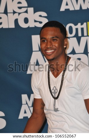 LOS ANGELES, CA - JUNE 5, 2011: Trey Songz at the 2011 MTV Movie Awards at the Gibson Amphitheatre, Universal Studios, Hollywood. June 5, 2011  Los Angeles, CA
