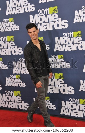 LOS ANGELES, CA - JUNE 5, 2011: Taylor Lautner arrives at the 2011 MTV Movie Awards at the Gibson Amphitheatre, Universal Studios, Hollywood. June 5, 2011  Los Angeles, CA