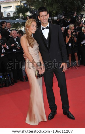 CANNES, FRANCE - MAY 17, 2011: Novak Djokovic & Jelena Ristic at the gala premiere of \