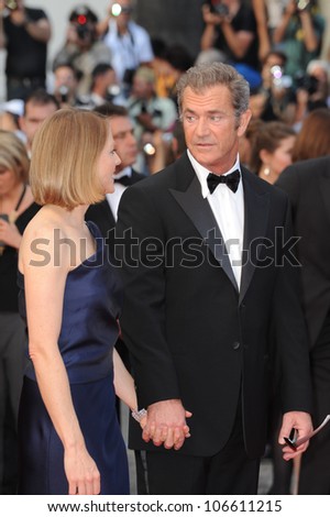 CANNES, FRANCE - MAY 17, 2011: Mel Gibson & Jodie Foster at the gala premiere of their new movie \