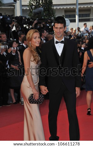 CANNES, FRANCE - MAY 17, 2011: Novak Djokovic & Jelena Ristic at the gala premiere of \