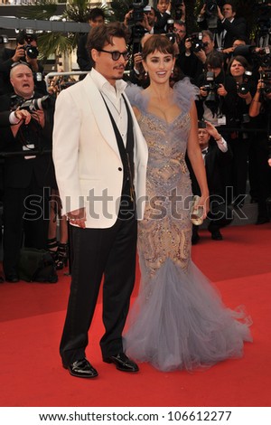 CANNES, FRANCE - MAY 14, 2011: Johnny Depp & Penelope Cruz at the gala for their movie \