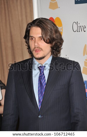 LOS ANGELES, CA - FEBRUARY 12, 2011: John Mayer at the 2011 Clive Davis pre-Grammy party at the Beverly Hilton Hotel. February 12, 2011  Beverly Hills, CA