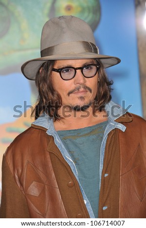 LOS ANGELES, CA - FEBRUARY 14, 2011: Johnny Depp at the Los Angeles premiere of his new animated movie \