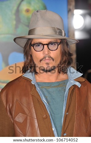 LOS ANGELES, CA - FEBRUARY 14, 2011: Johnny Depp at the Los Angeles premiere of his new animated movie 