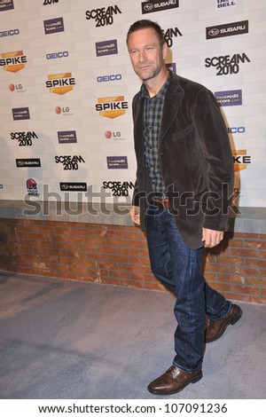 LOS ANGELES, CA - OCTOBER 16, 2010: Aaron Eckhart at Spike TV\'s 2010 Scream Awards at the Greek Theatre, Griffith Park, Los Angeles.