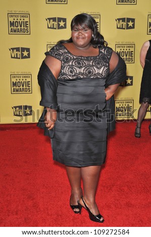 LOS ANGELES, CA - JANUARY 15, 2010: Gabourey Sidibe at the 15th Annual Critics' Choice Movie Awards, presented by the Broadcast Film Critics Association, at the Hollywood Palladium.