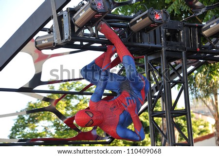 LOS ANGELES, CA - JUNE 29, 2012: Spider-Man at the world premiere of \