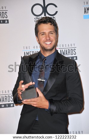 LOS ANGELES, CA - NOVEMBER 18, 2012: Luke Bryan at the 40th Anniversary American Music Awards at the Nokia Theatre L.A. Live.