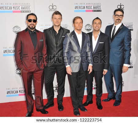 LOS ANGELES, CA - NOVEMBER 18, 2012: Back Street Boys at the 40th Anniversary American Music Awards at the Nokia Theatre LA Live.