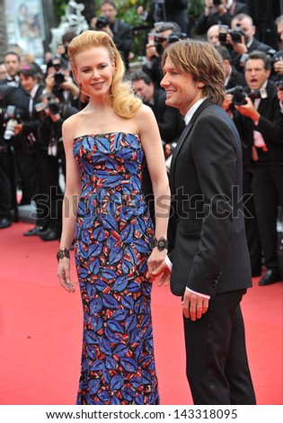 CANNES, FRANCE - MAY 19, 2013: Nicole Kidman & husband Keith Urban at the gala screening for \