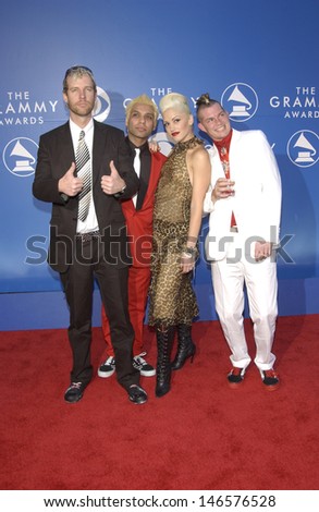 LOS ANGELES, CA - FEBRUARY 27, 2002: Pop group NO DOUBT with lead singer GWEN STEFANI at the 2002 Grammy Awards in Los Angeles.