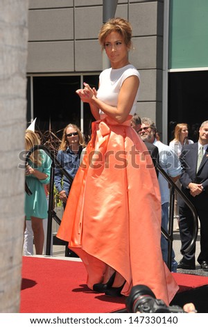 LOS ANGELES, CA - JUNE 20, 2013: Actress/singer Jennifer Lopez on Hollywood Blvd where she was honored with the 2,500th star on the Hollywood Walk of Fame.