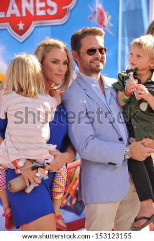 LOS ANGELES, CA - AUGUST 5, 2013: Jason Priestley & family at the world premiere of Disney\'s Planes at the El Capitan Theatre, Hollywood.