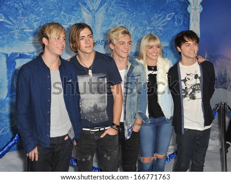 LOS ANGELES, CA - NOVEMBER 19, 2013: Pop rock group R5 at the premiere of Disney\'s \